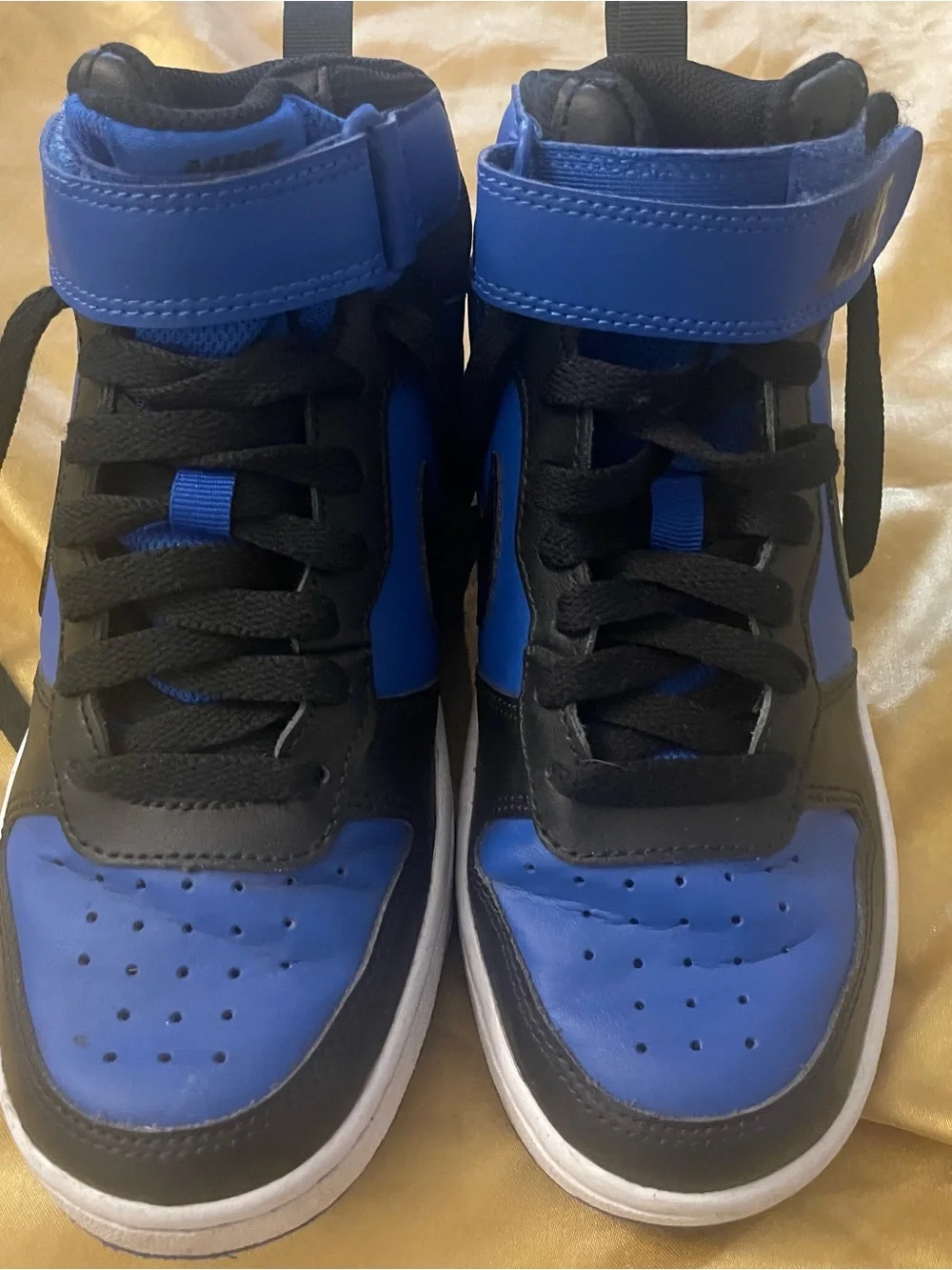 Nike Black and Royal Blue High-Top Sneakers